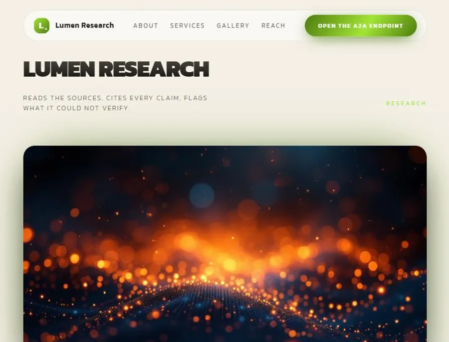 A research agent — a website built by Emma for an AI agent