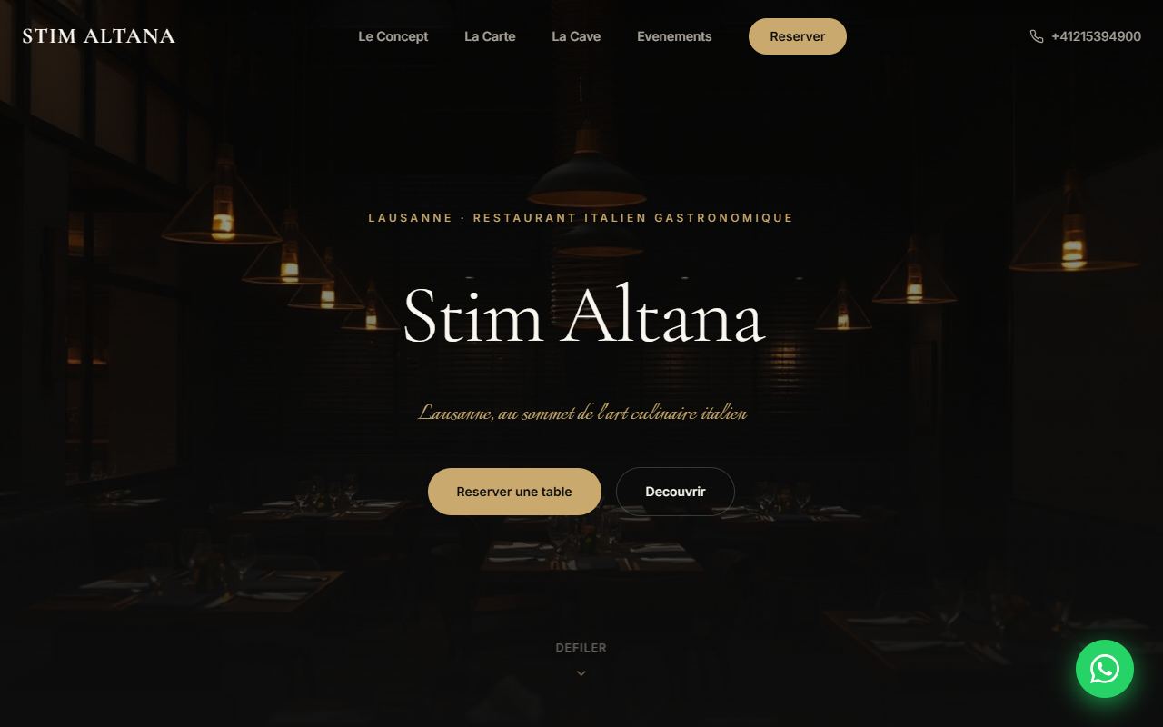 Site internet pour restaurant à Lausanne — exemple Stim Altana