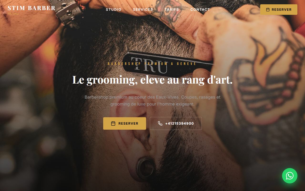 Site internet pour barbier à Genève — exemple Stim Barber