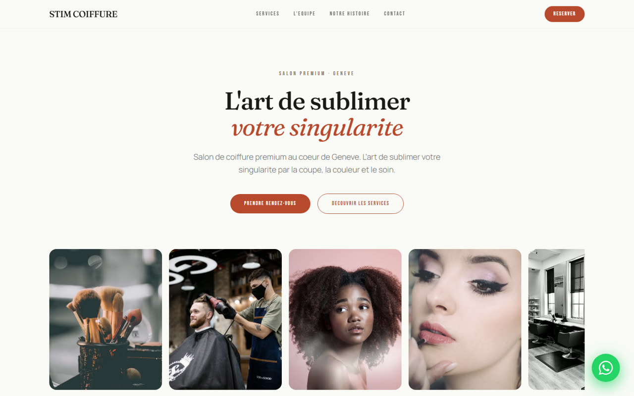 Exemple de site internet de coiffeur créé par Stimhaus AI — Stim Coiffure